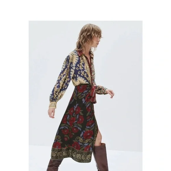 FARM Rio Navy and Maroon Floral Midi Dress - Picture 1 of 17